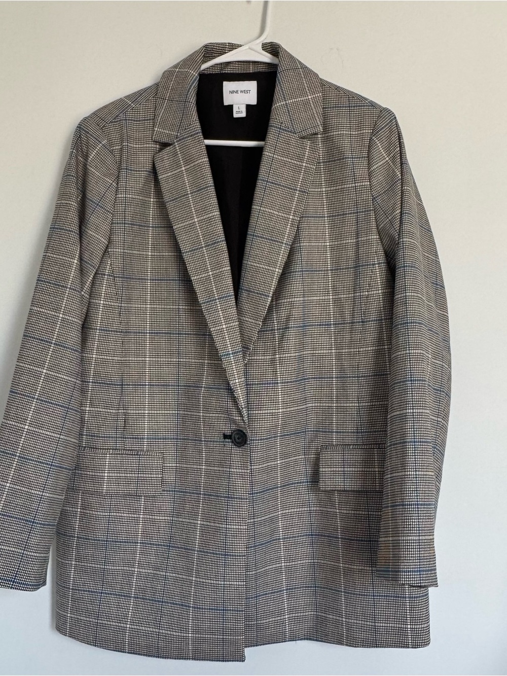 Nine West Gray Glen Plaid Blazer Jacket - Picture 6 of 8